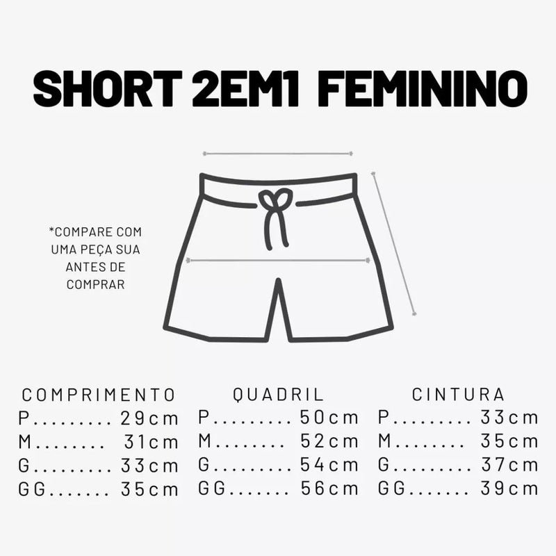 Shorts Feminino Academia Bermuda Dupla pra Corrida e Exercícios com Bolso Interno Cadarço e Legging