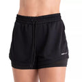 Shorts Feminino Academia Bermuda Dupla pra Corrida e Exercícios com Bolso Interno Cadarço e Legging