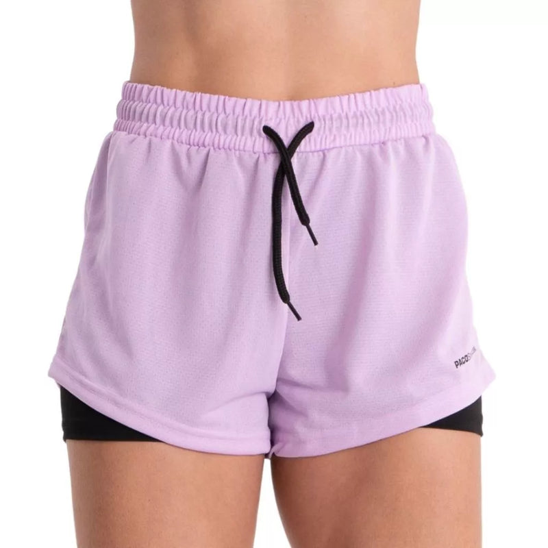 Shorts Feminino Academia Bermuda Dupla pra Corrida e Exercícios com Bolso Interno Cadarço e Legging