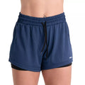 Shorts Feminino Academia Bermuda Dupla pra Corrida e Exercícios com Bolso Interno Cadarço e Legging